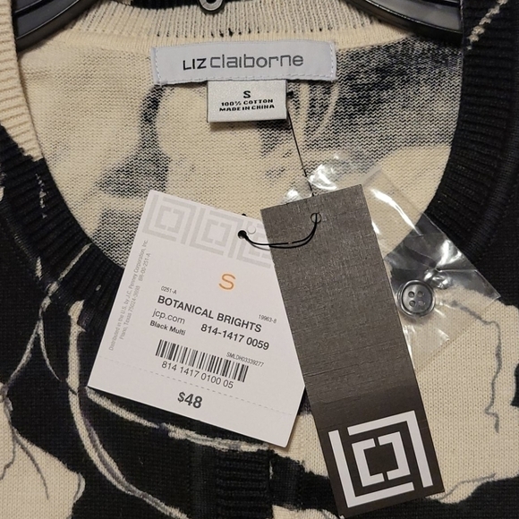 LIZ Claiborne Floral 3/4 Sleeve Cardigan Sweater - Picture 3 of 6